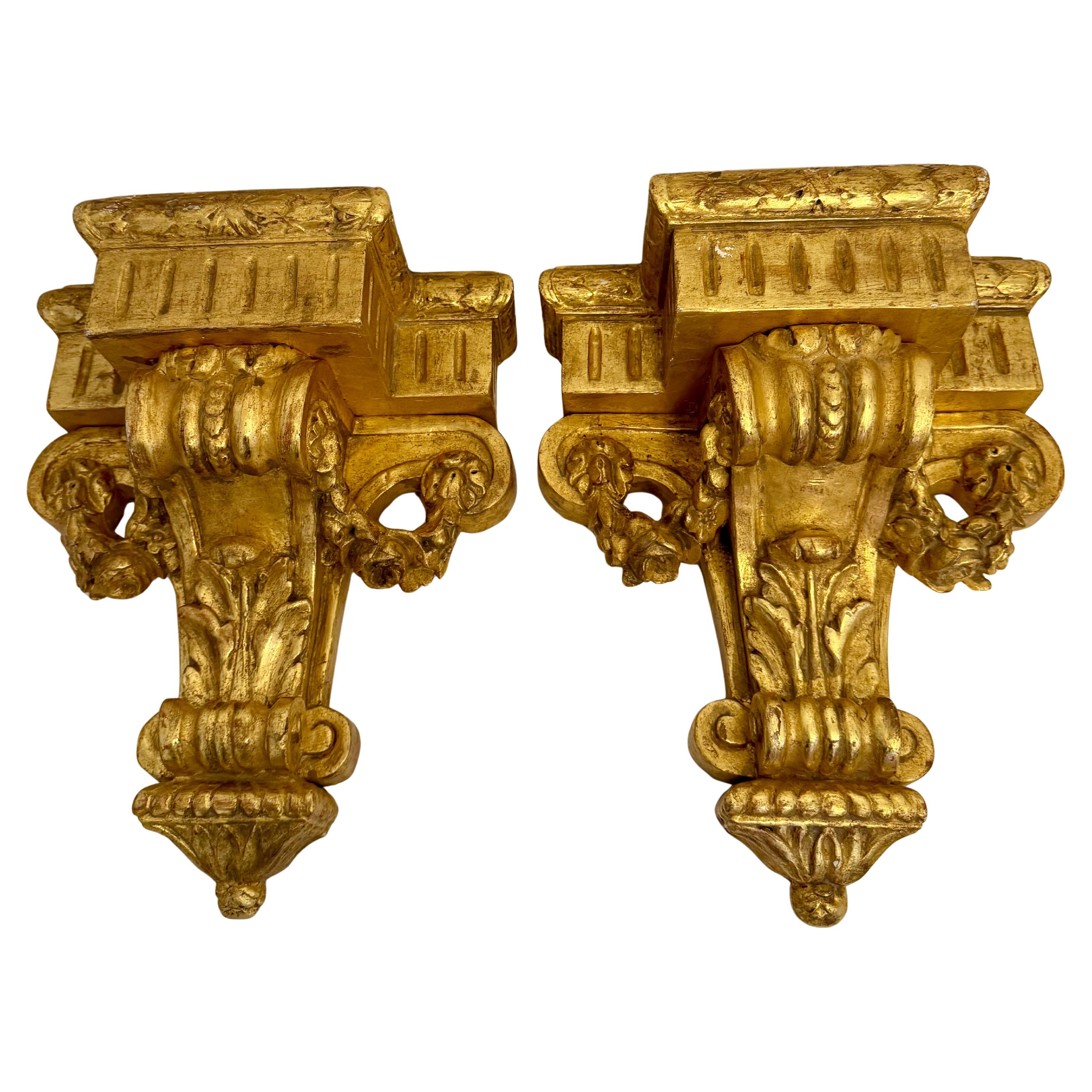 Pair Louis XVI Giltwood Wall Brackets For Sale
