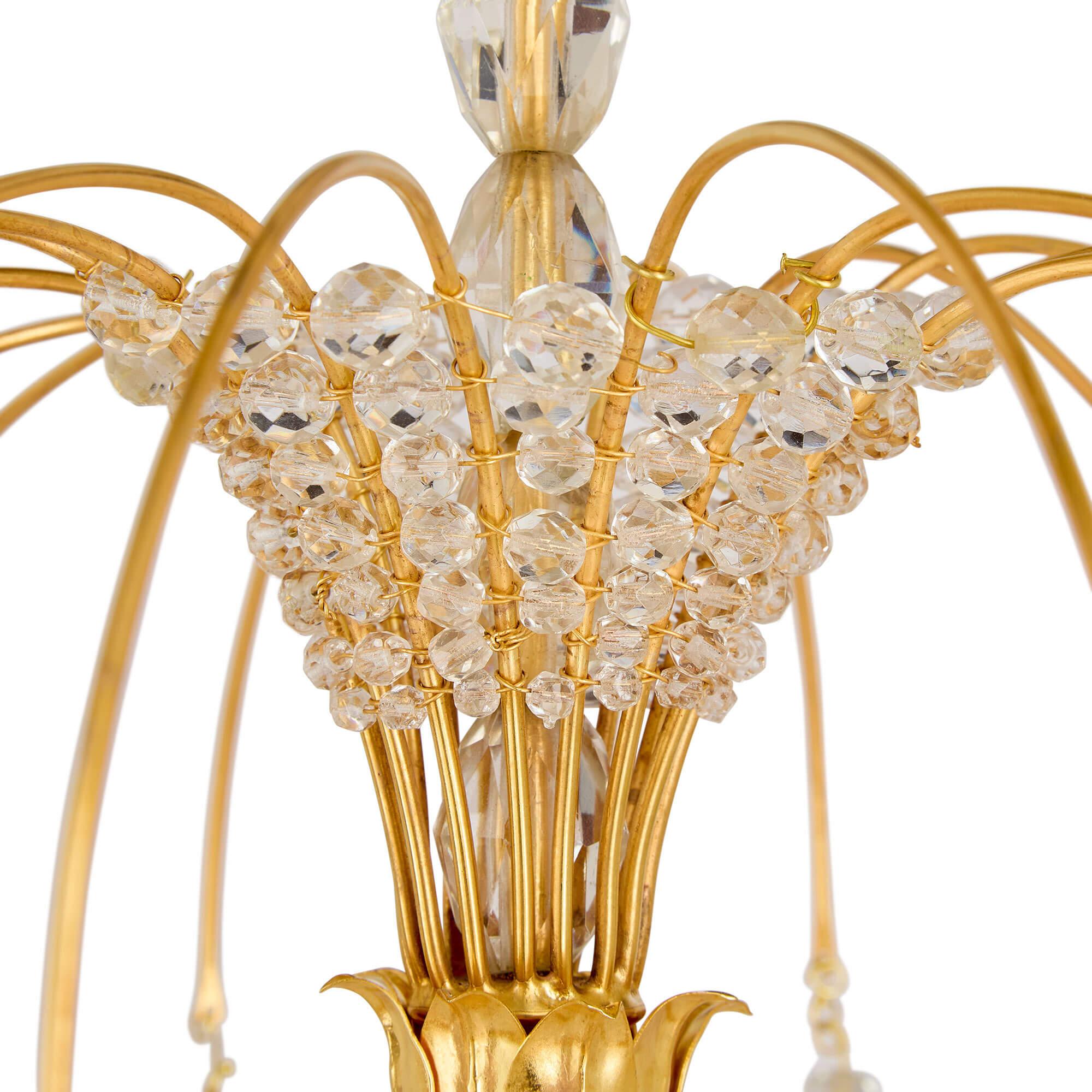 Sculpté Paire de candélabres Louis XVI en bronze doré, malachite, améthyste, quartz et cristal de roche en vente