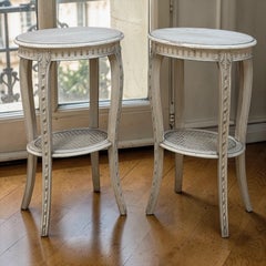 Pair Louis XVI Painted Oval End Tables