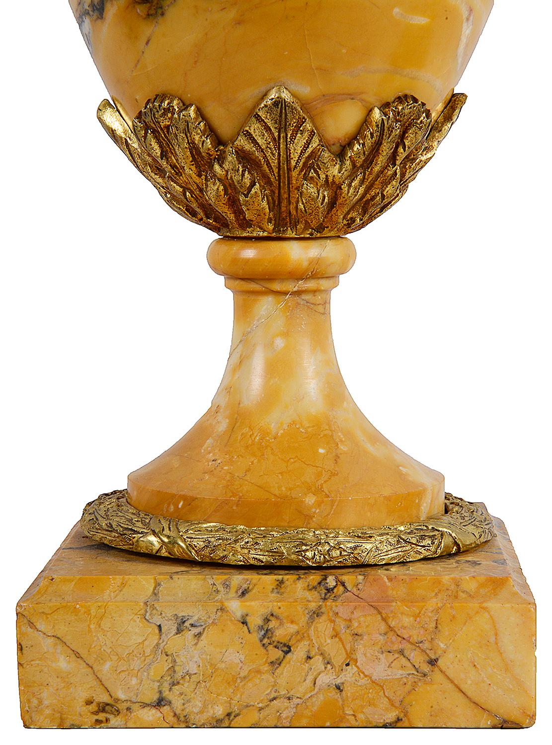 French Pair of Louis XVI Sienna Marble Vases