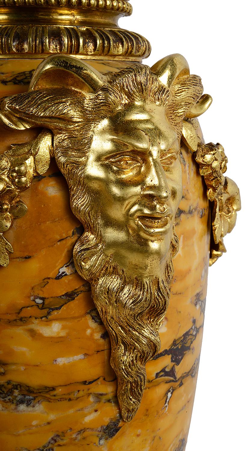 Ormolu Pair of Louis XVI Sienna Marble Vases