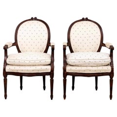 Pair Louis XVI Style Arm Chairs