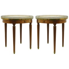 Pair of Louis XVI Style Bouillotte Tables Brass Marble Early 20th Century