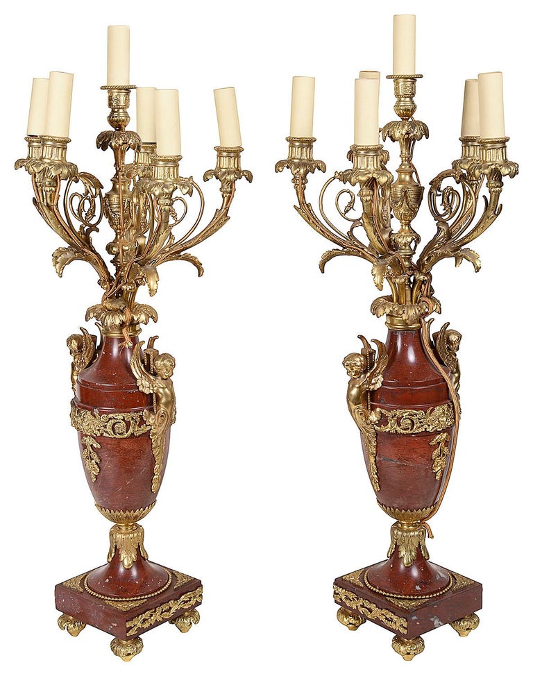 Pair of Louis XVI Style Candelabra In Good Condition For Sale In Brighton, Sussex