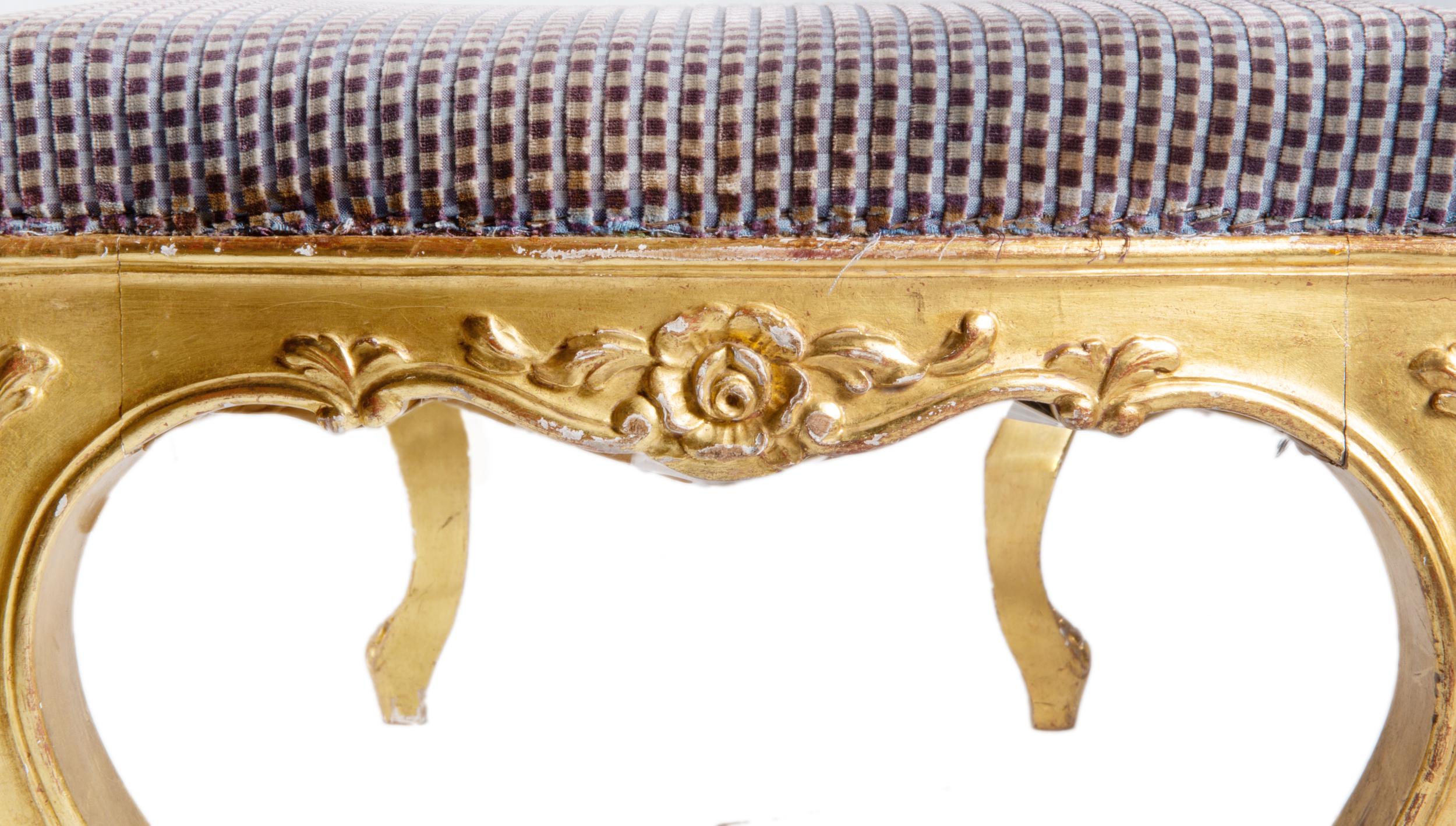 Pair of Louis XVI Style Carved Giltwood Stools, circa 1920 For Sale 2