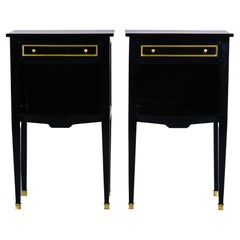 Pair Louis XVI Style Ebonised Bedside Cabinets or Side Tables