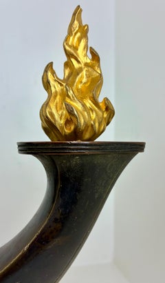 Pair Louis XVI Style Figural Bronze Oil Lamps After a Design by Louis Boizot