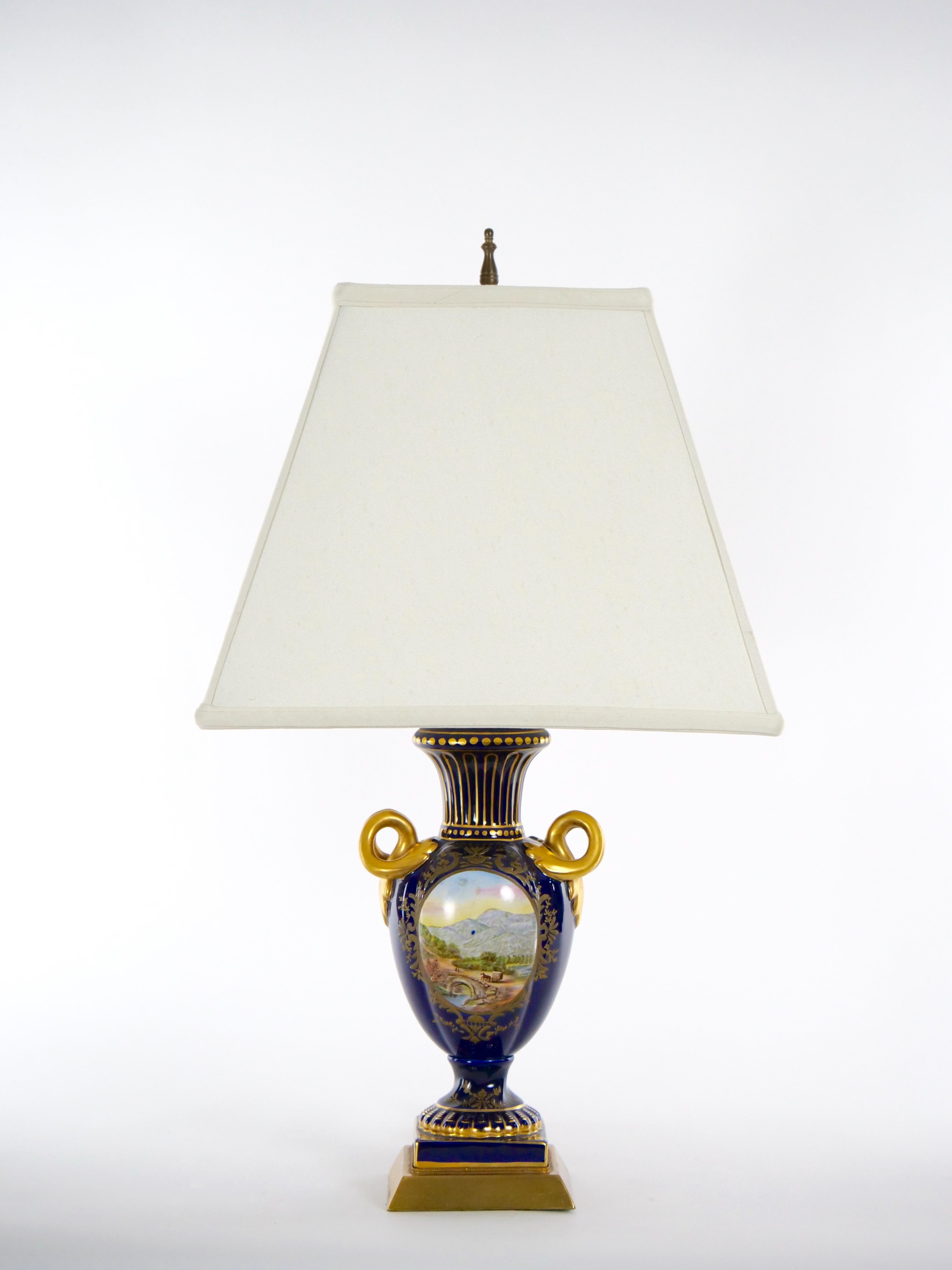 Early 20th Century Pair Louis XVI Style French Porcelain Table Lamp For Sale