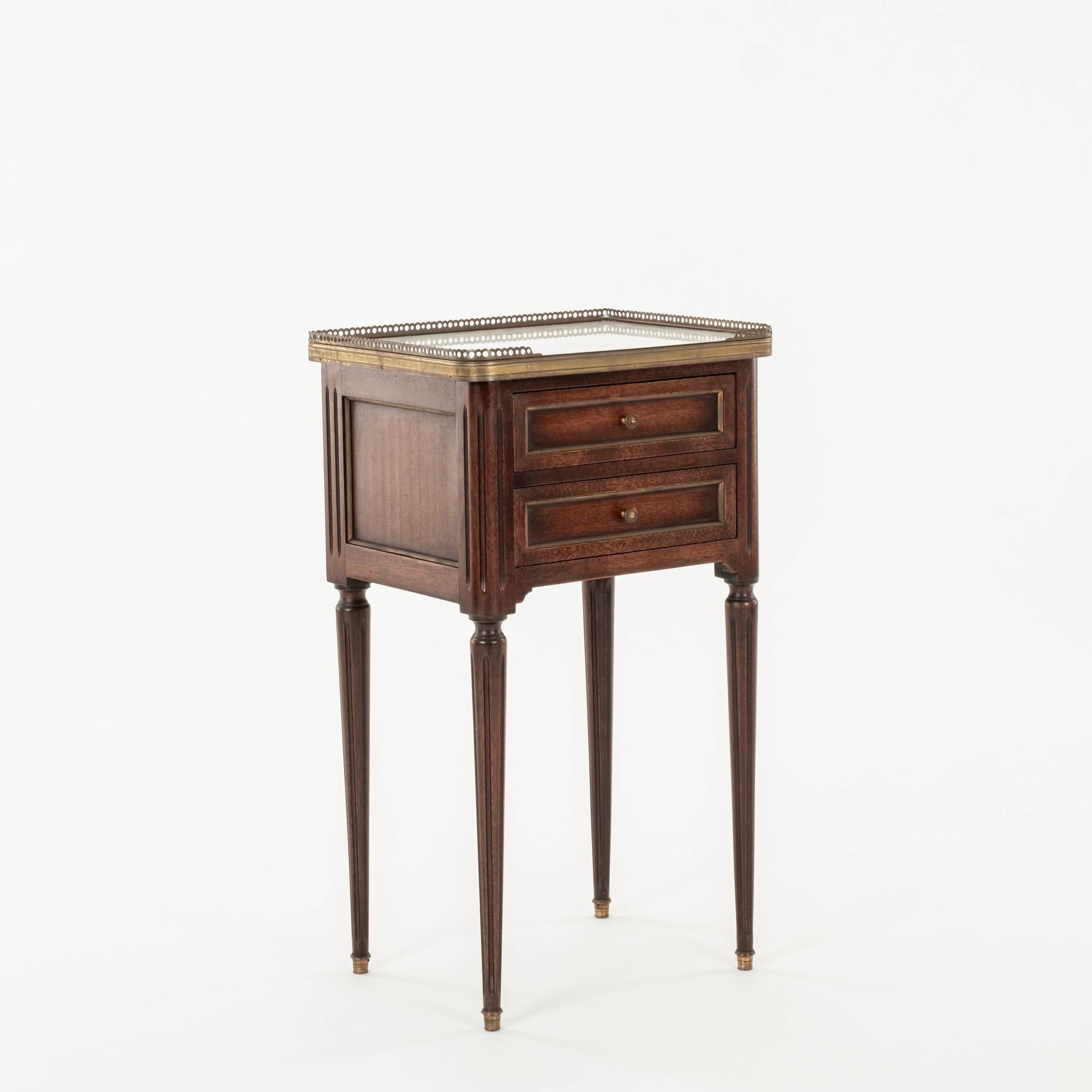 French Pair Louis XVI Style Gallery Nightstands