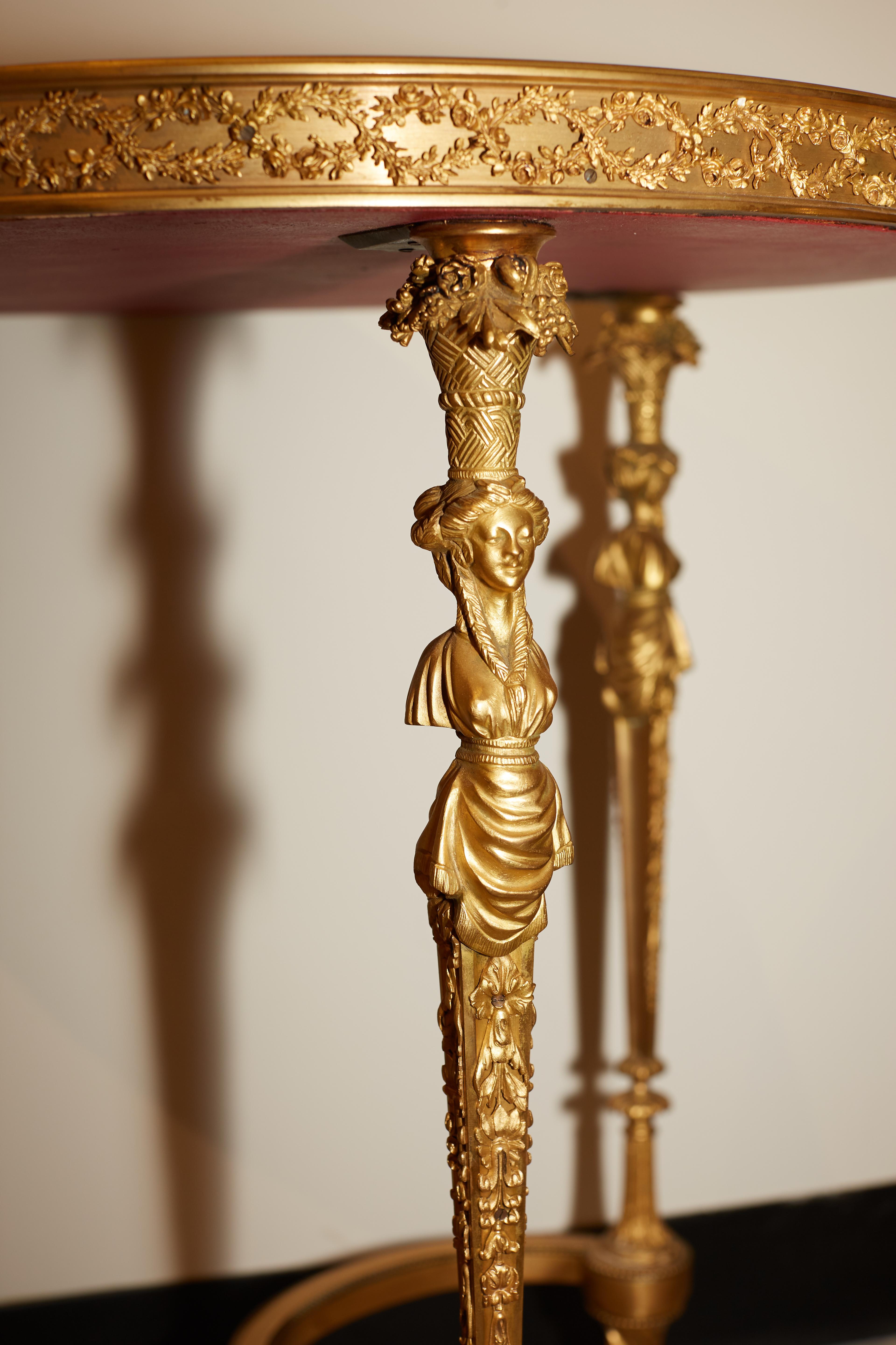 Louis XVI Style Gilt Bronze & Black Marble Gueridons after Adam Weisweiler, Pair 6