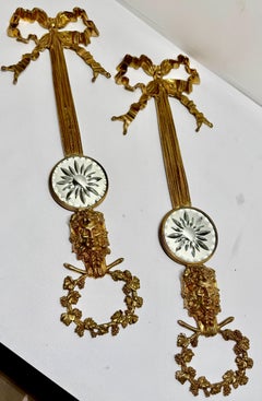 Pair, Louis XVI Style Gilt Bronze Mirrored Wall Appliqués with Bacchic Masks