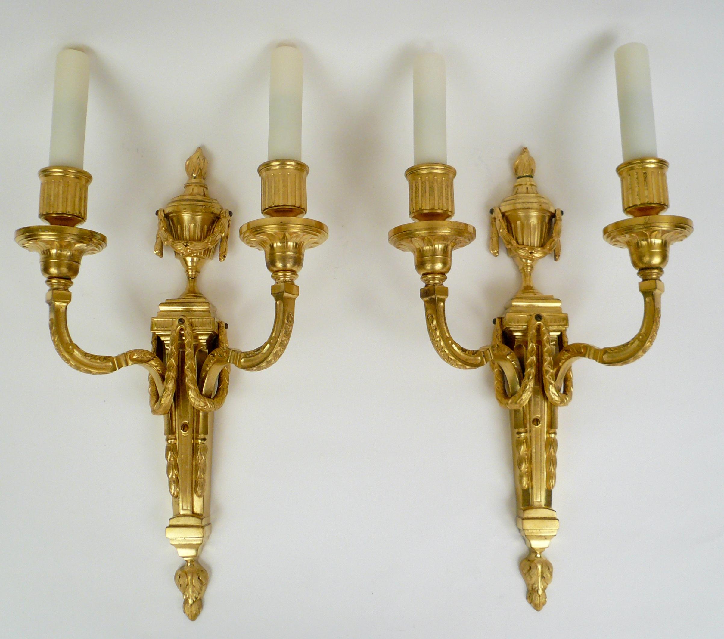 Pair Louis XVI Style Gilt Bronze Sconces by E. F. Caldwell 5