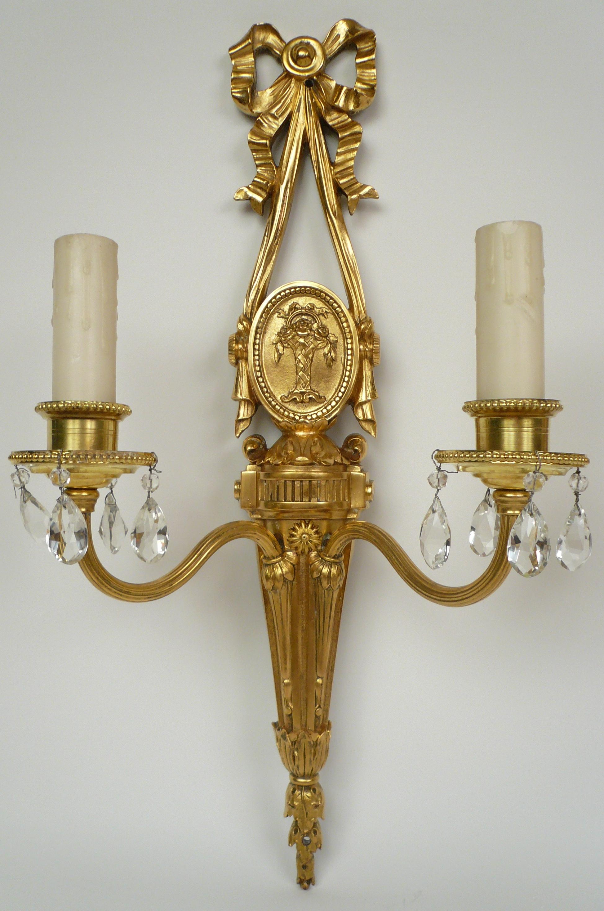 Pair Louis XVI Style Gilt Bronze Sconces by E. F. Caldwell 2