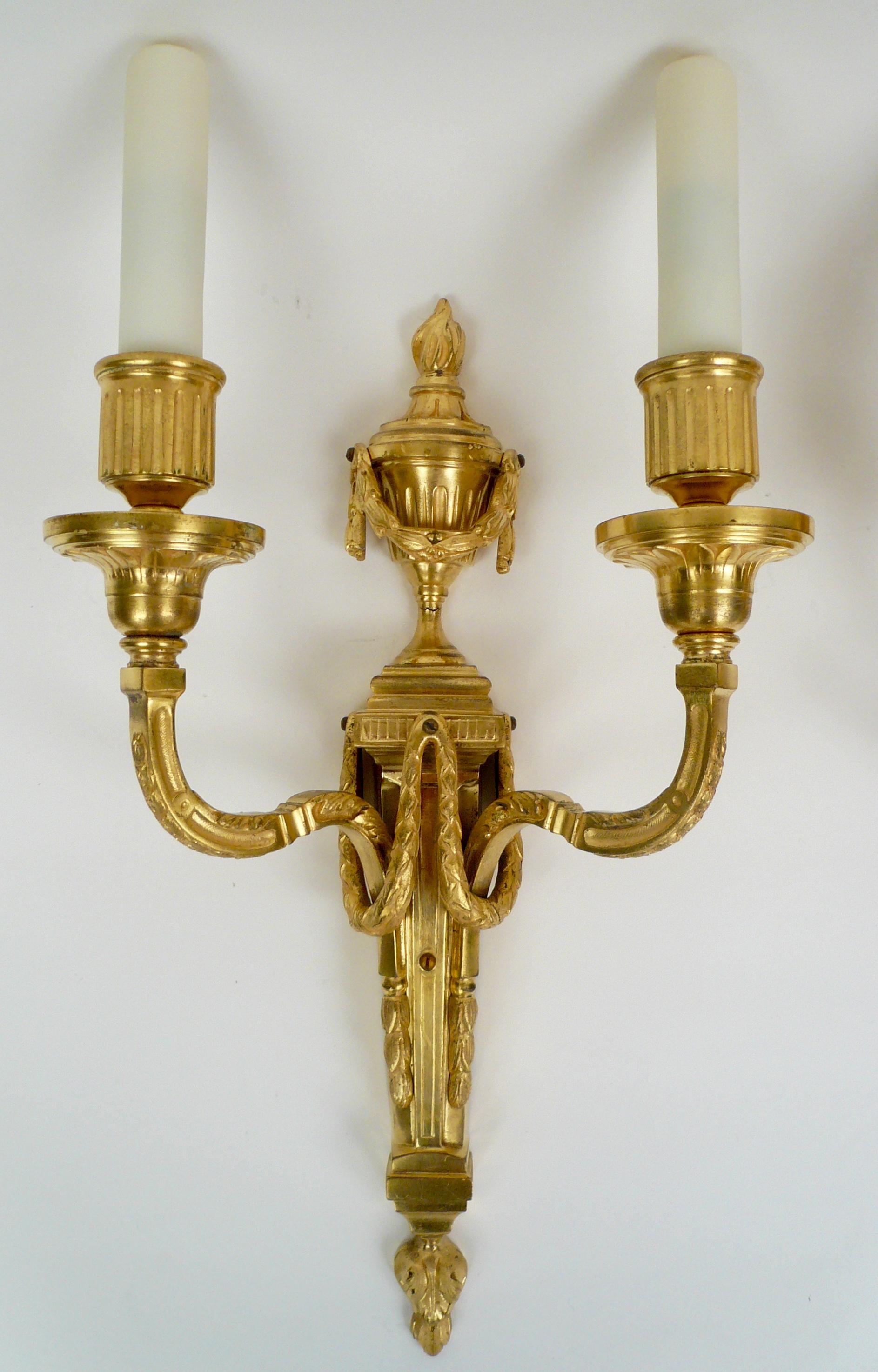 Pair Louis XVI Style Gilt Bronze Sconces by E. F. Caldwell 2