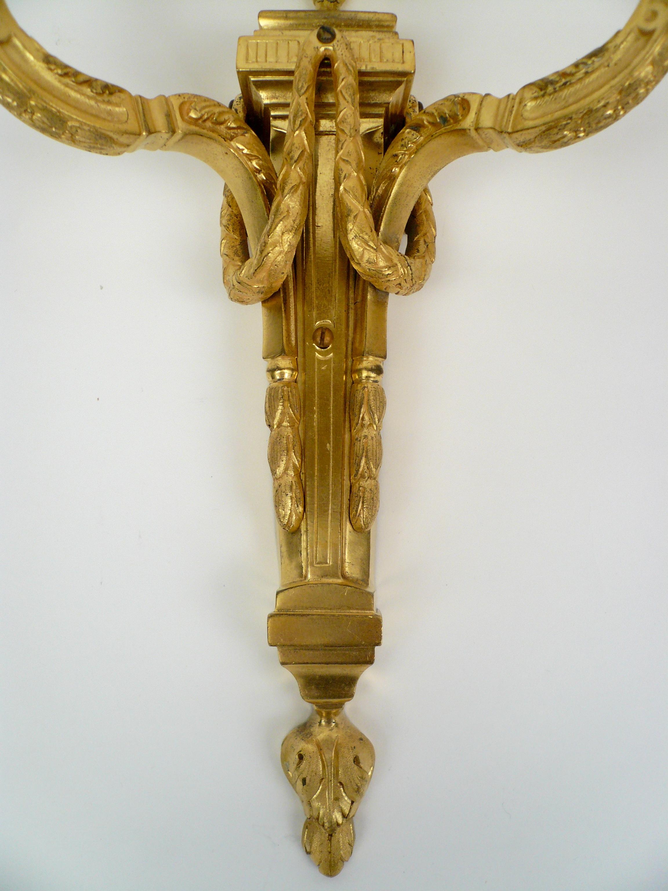 Pair Louis XVI Style Gilt Bronze Sconces by E. F. Caldwell 3