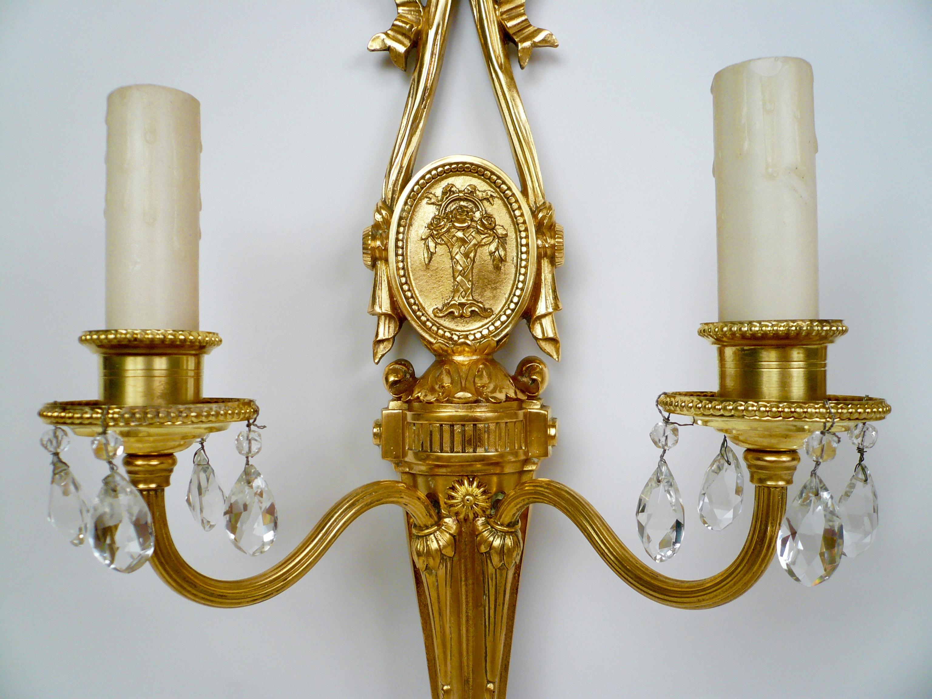 Pair Louis XVI Style Gilt Bronze Sconces by E. F. Caldwell 4