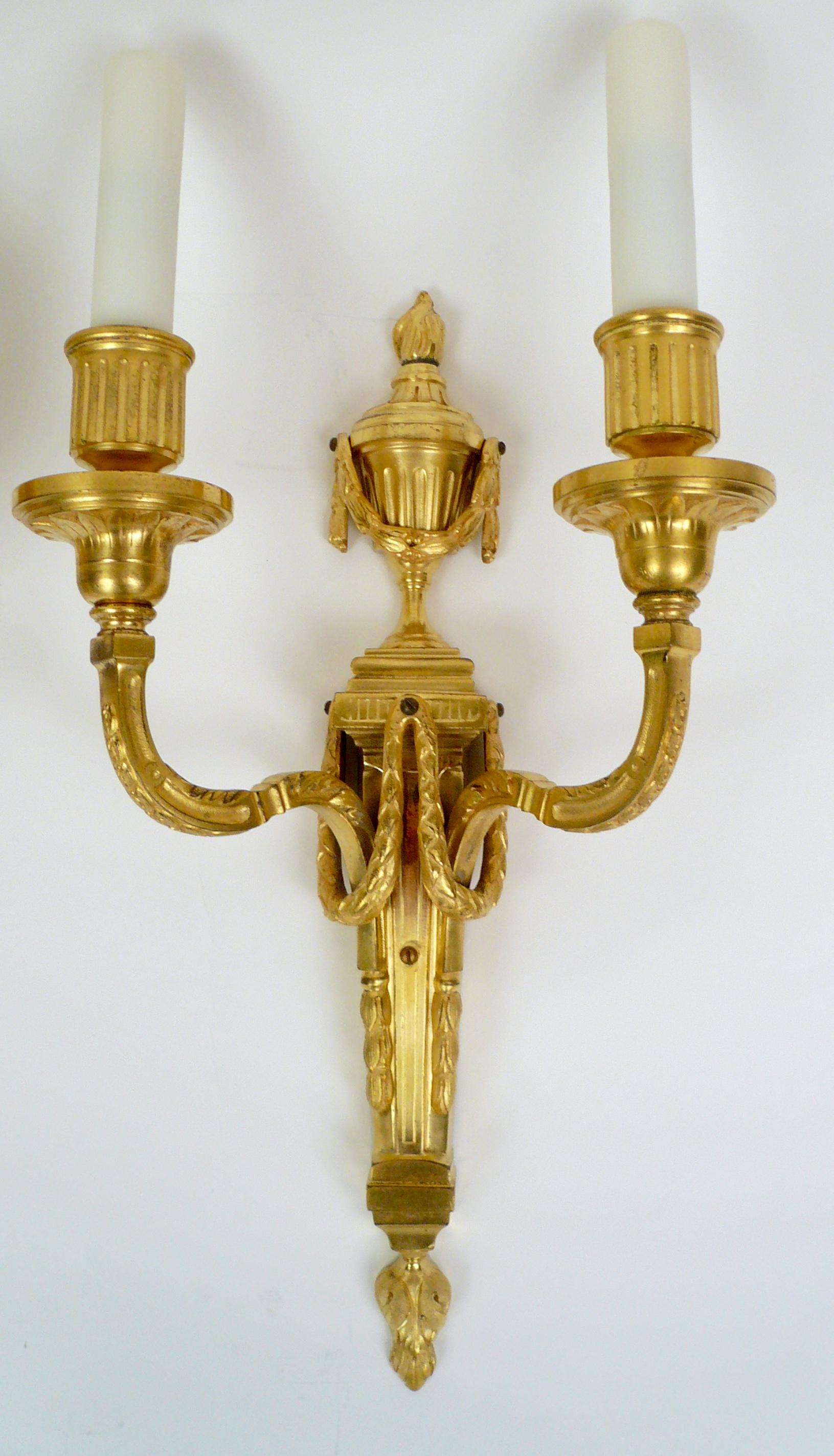 Pair Louis XVI Style Gilt Bronze Sconces by E. F. Caldwell 4