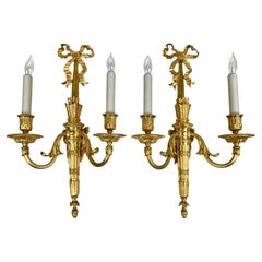 Antique Pair Louis XVI Style Gilt Bronze Sconces by E. F. Caldwell