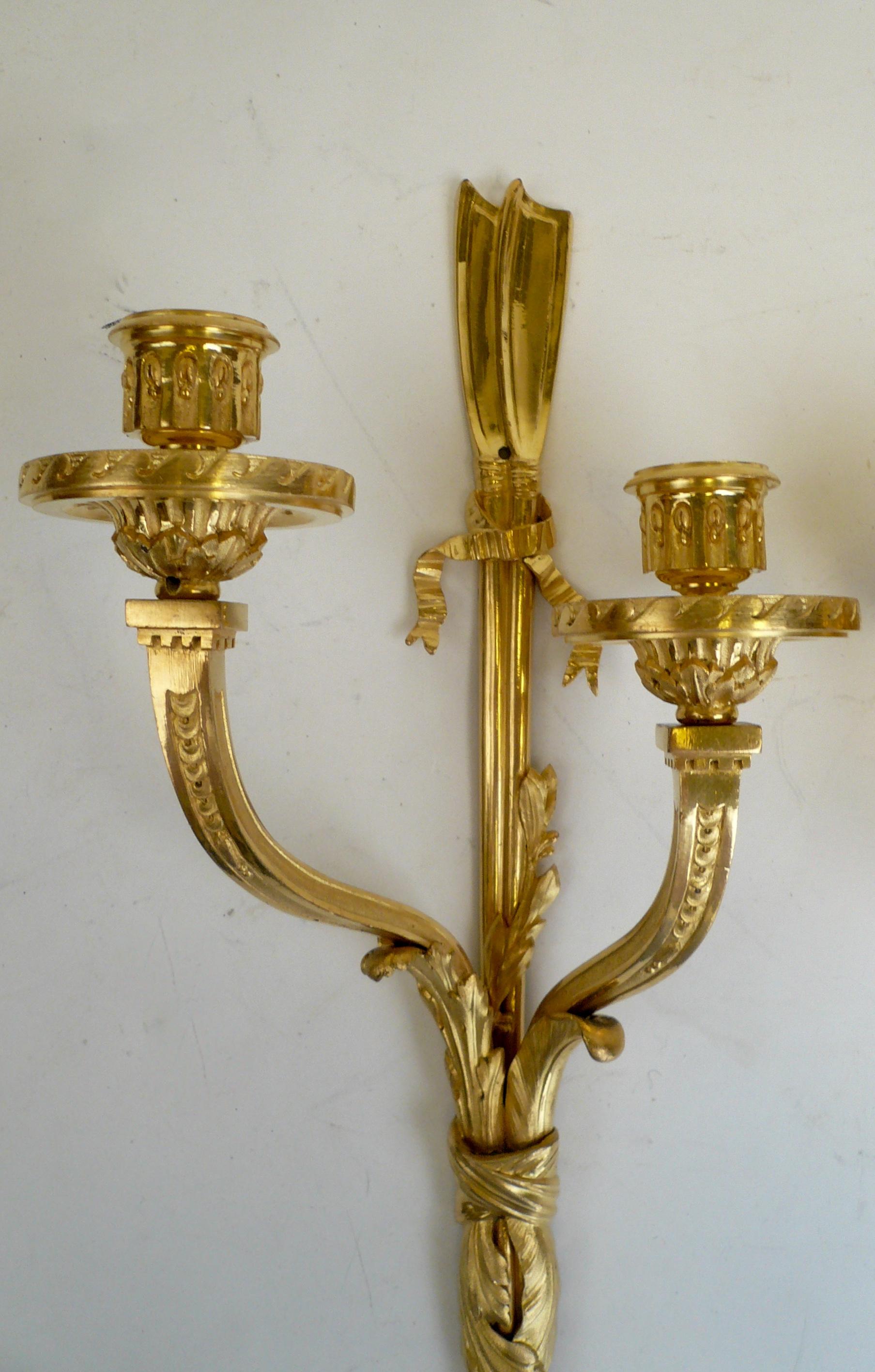 Pair of Louis XVI Style Gilt Bronze Sconces 1