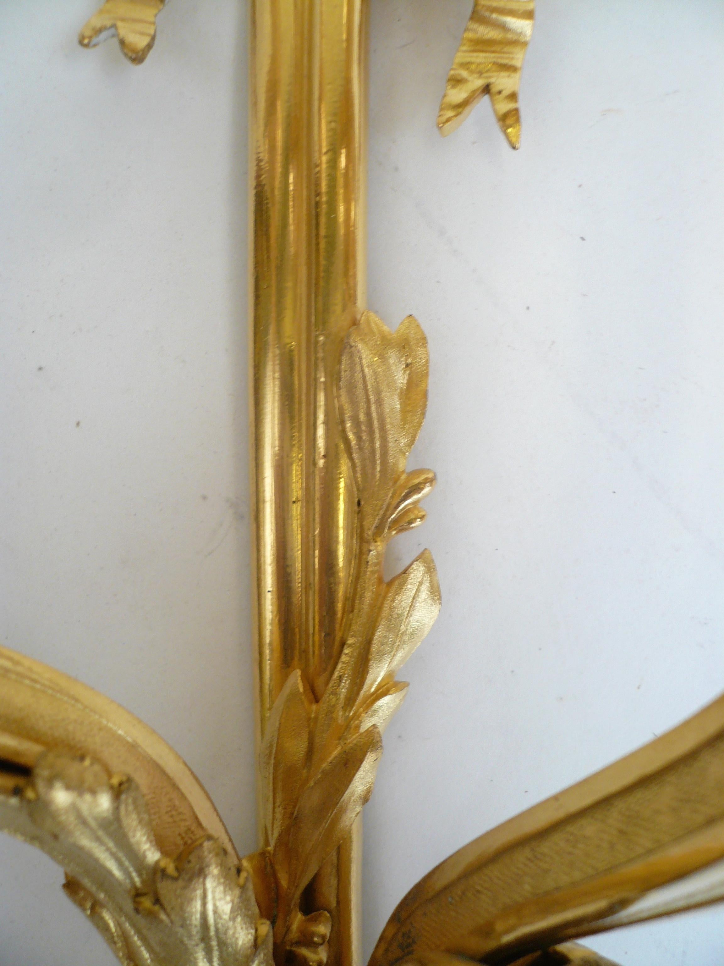 Pair of Louis XVI Style Gilt Bronze Sconces 2