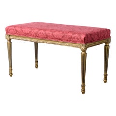 Pair Louis XVI Style Gilt Wood Benches, Late 19th Century