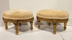 Pair of Louis XVI Style Giltwood Foot Stools