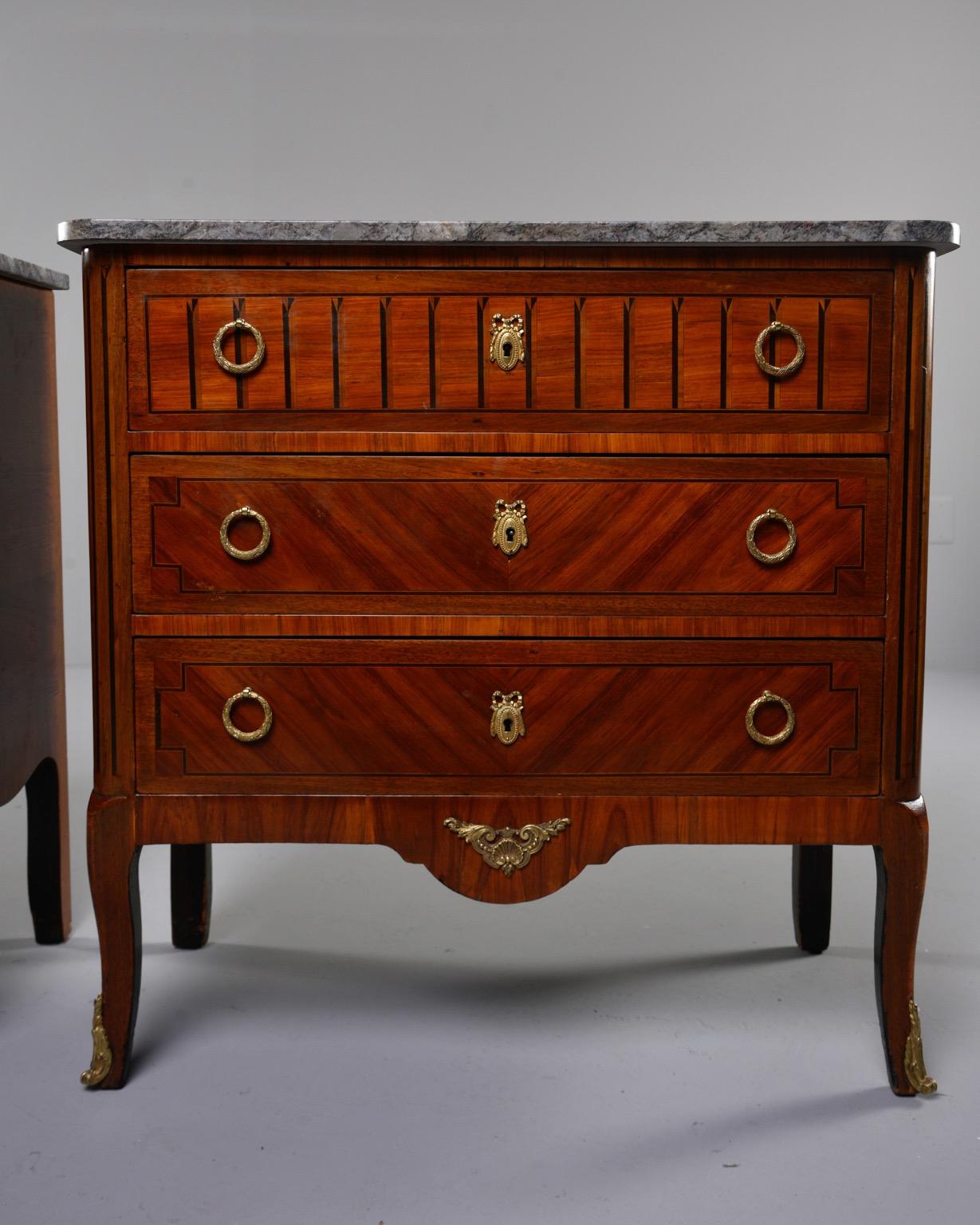 Pair of Louis XVI Style Mahogany Chests with Marble Tops 9