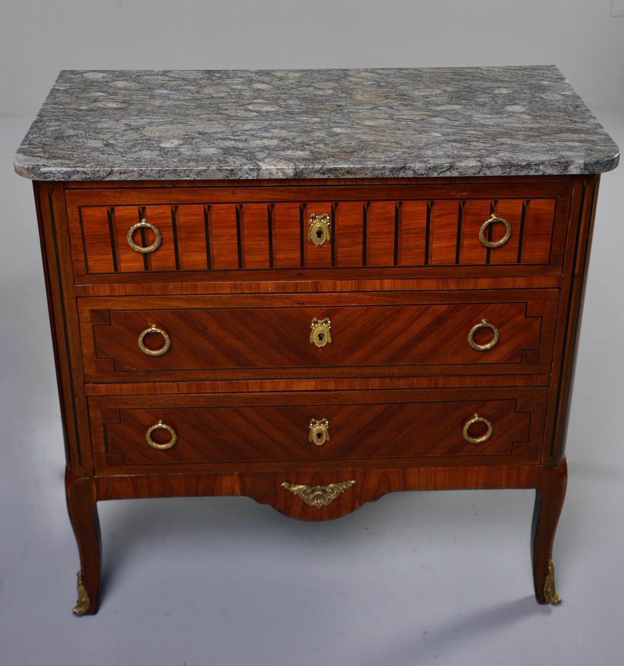Pair of Louis XVI Style Mahogany Chests with Marble Tops 12