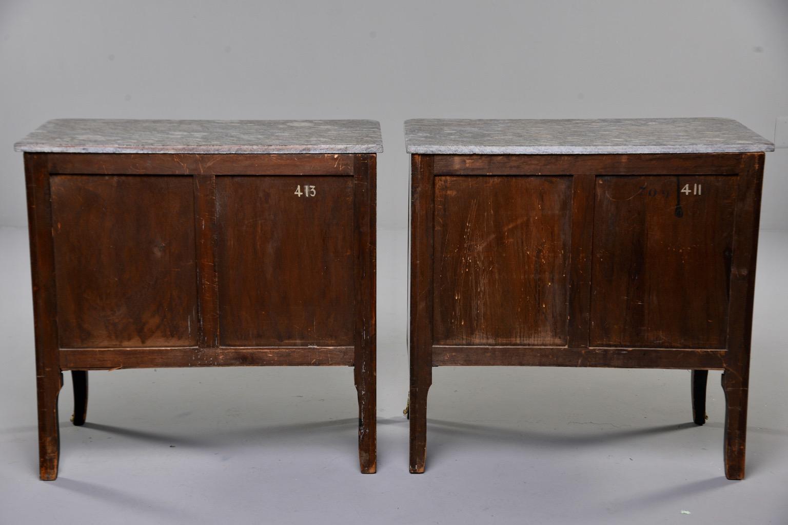 20th Century Pair of Louis XVI Style Mahogany Chests with Marble Tops