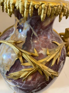 Pair of Louis XVI Style Ormolu Mounted Breche Marble Vases