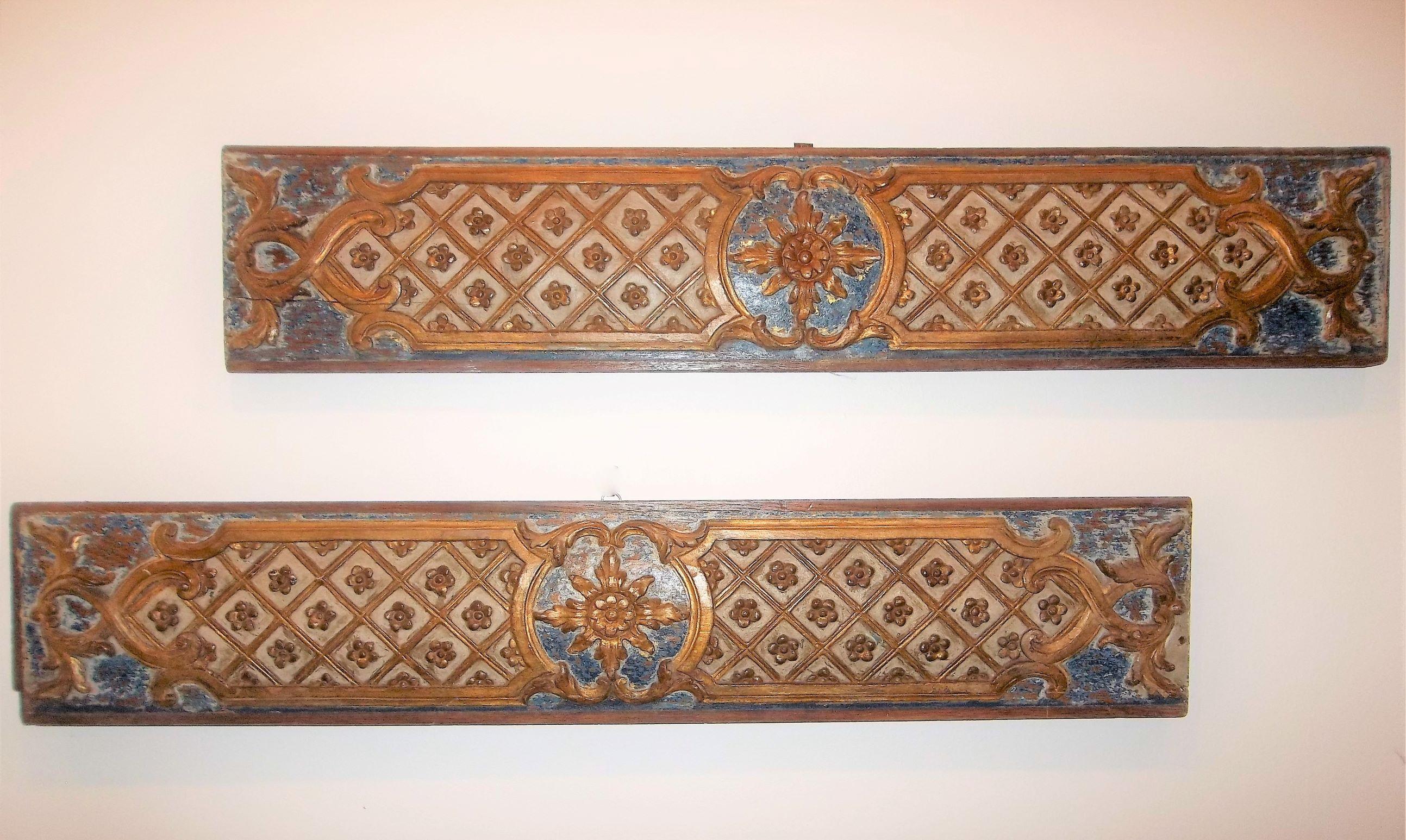 Pair Louis XVI Style Overdoor or Supraporta Boiserie Fragments In Distressed Condition In Nashville, TN