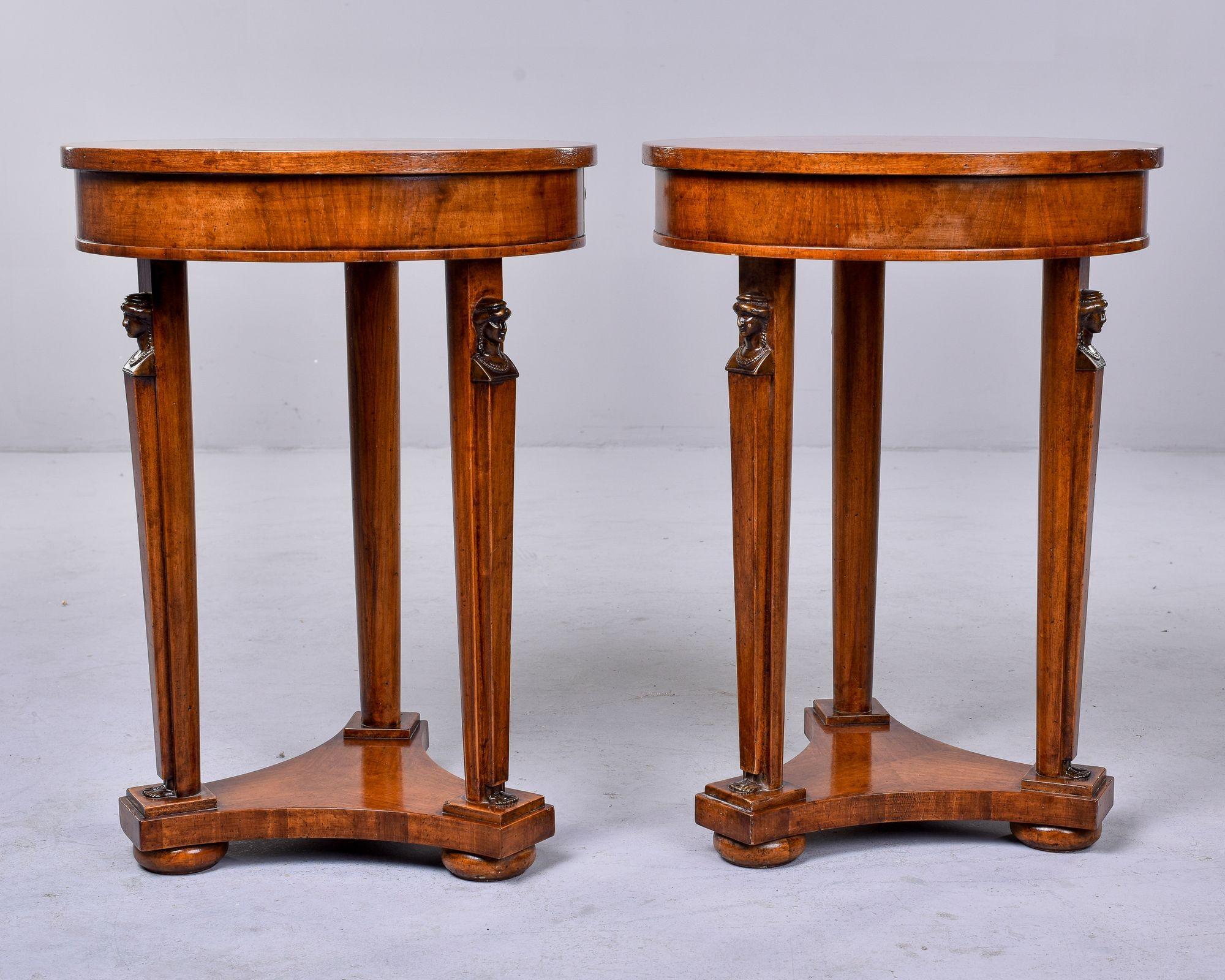 Pair Louis XVI Style Round Mahogany Side Tables 4