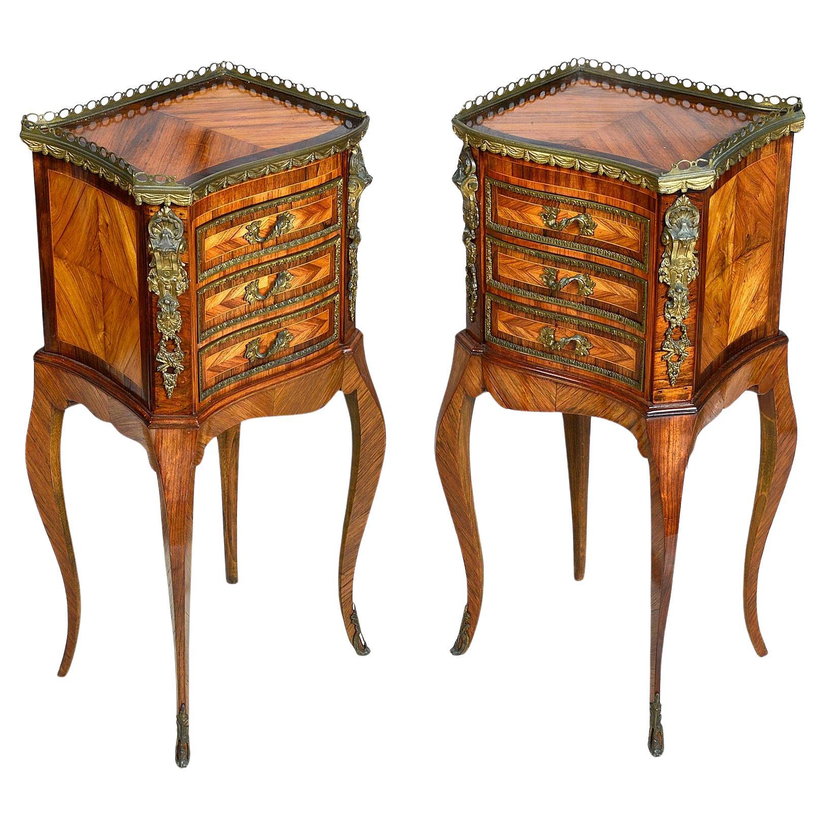 Pair Louis XVI style side tables, circa 1890 For Sale