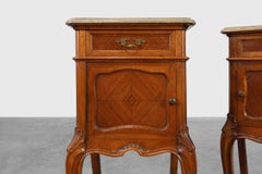 Pair Louis XV‑Style Nightstands with Marble Tops, France ca. 1900