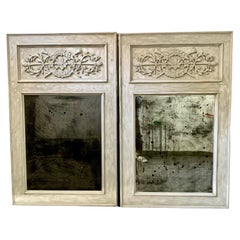 Pair LouisXVI Style Painted Trumeau Mirrors 20th Century