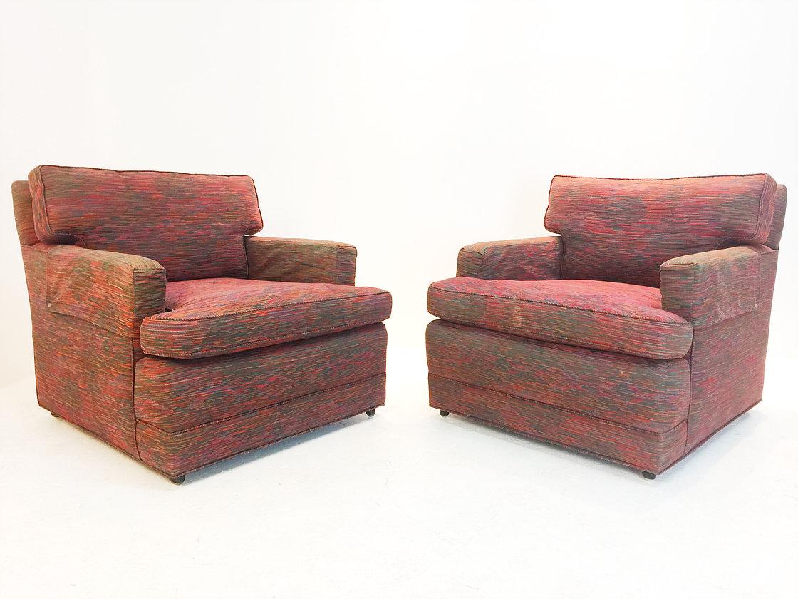 Pair Lounge Armchairs and Ottomans by Baker In Good Condition In Dallas, TX