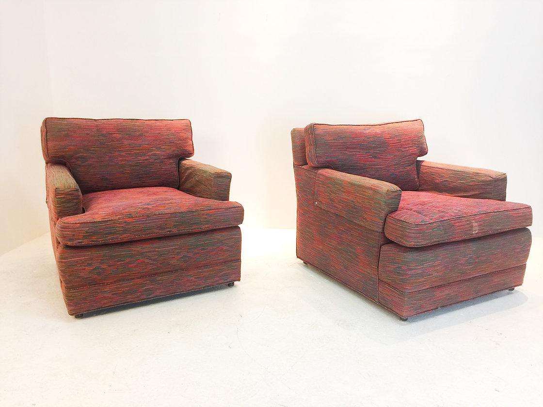Pair Lounge Armchairs and Ottomans by Baker 1