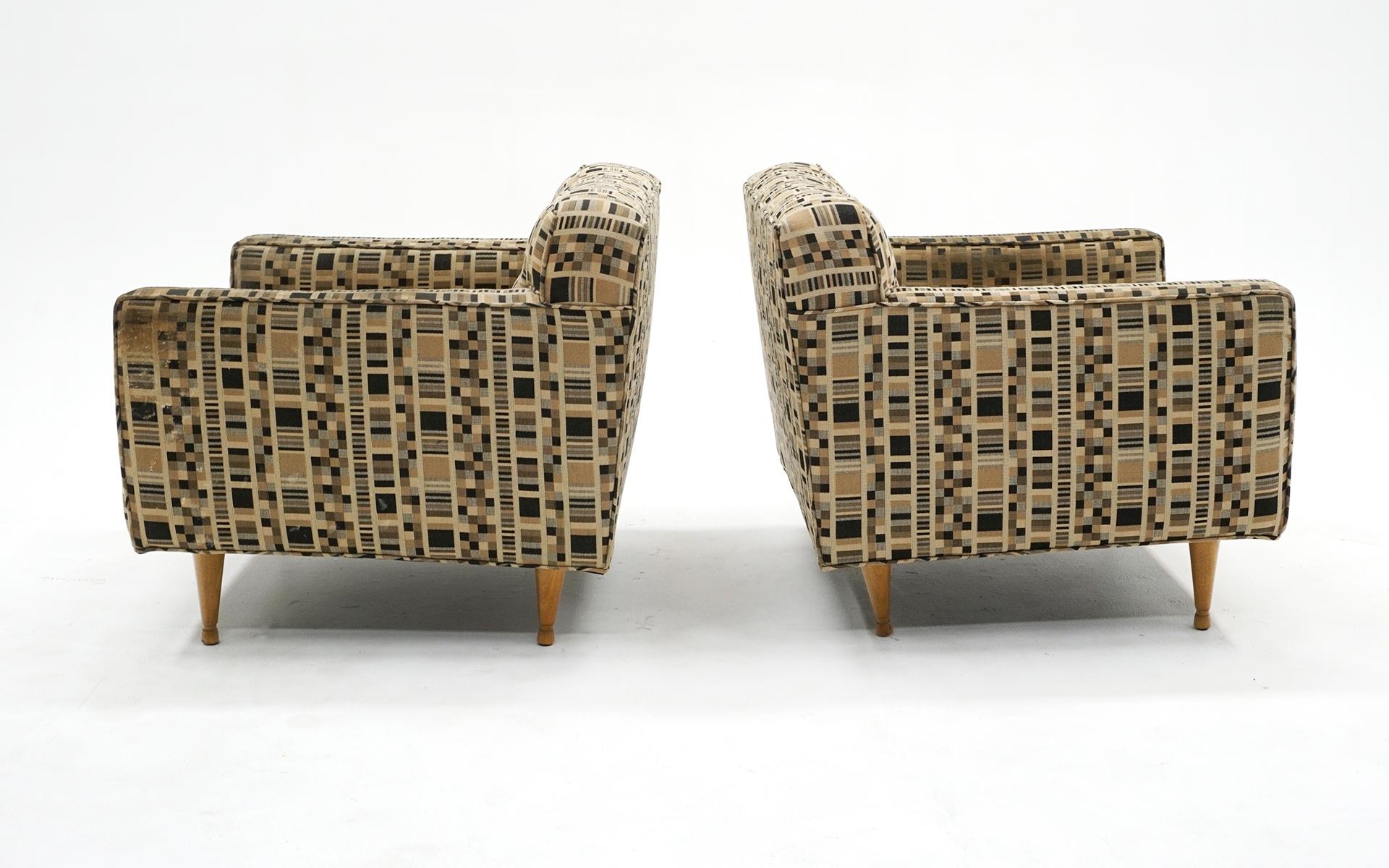 Mid-Century Modern Pair of Lounge Chairs by Edward Wormley for Dunbar, Priced for Reupholstery