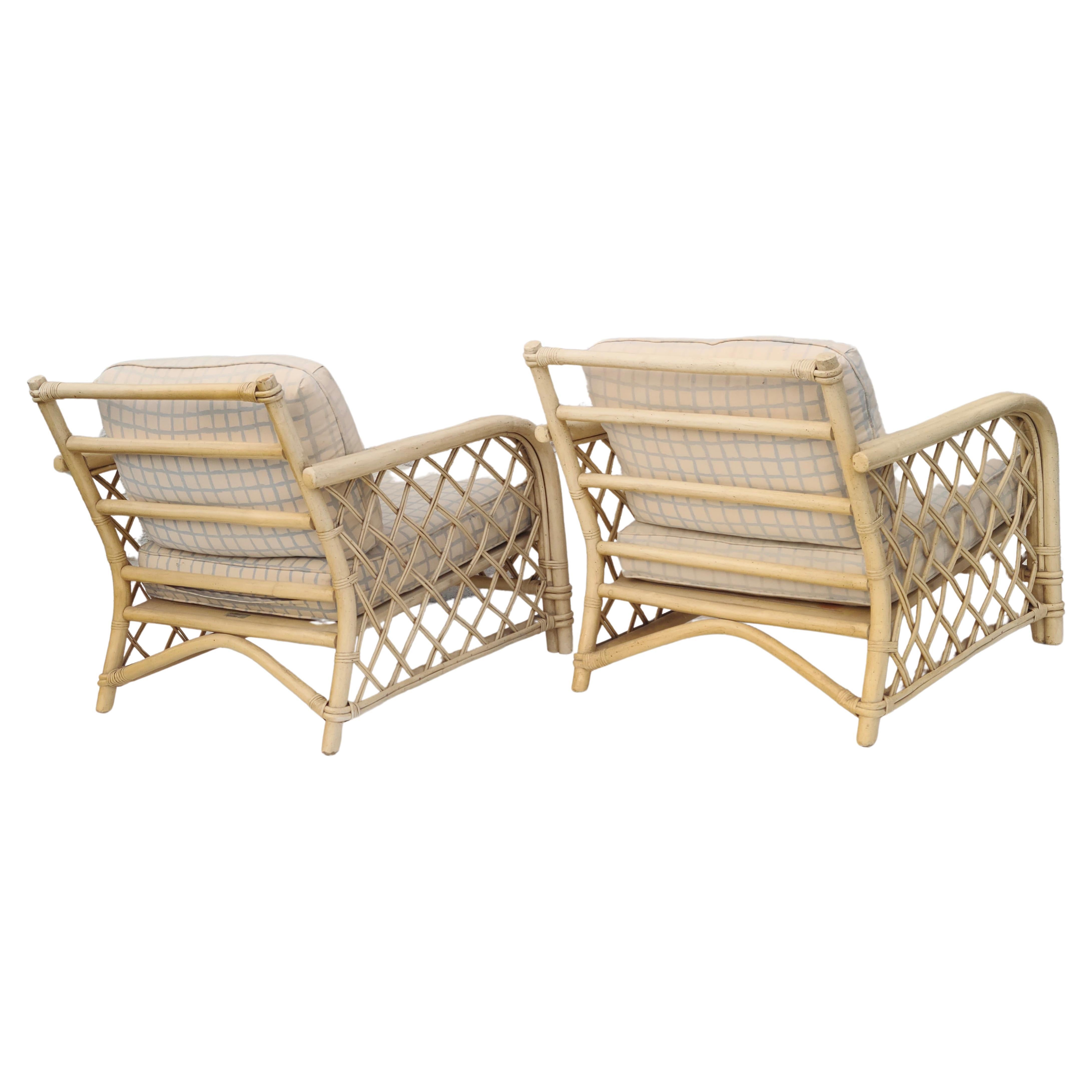 Mid-20th Century Pair Lounge Chairs by Ficks Reed  For Sale