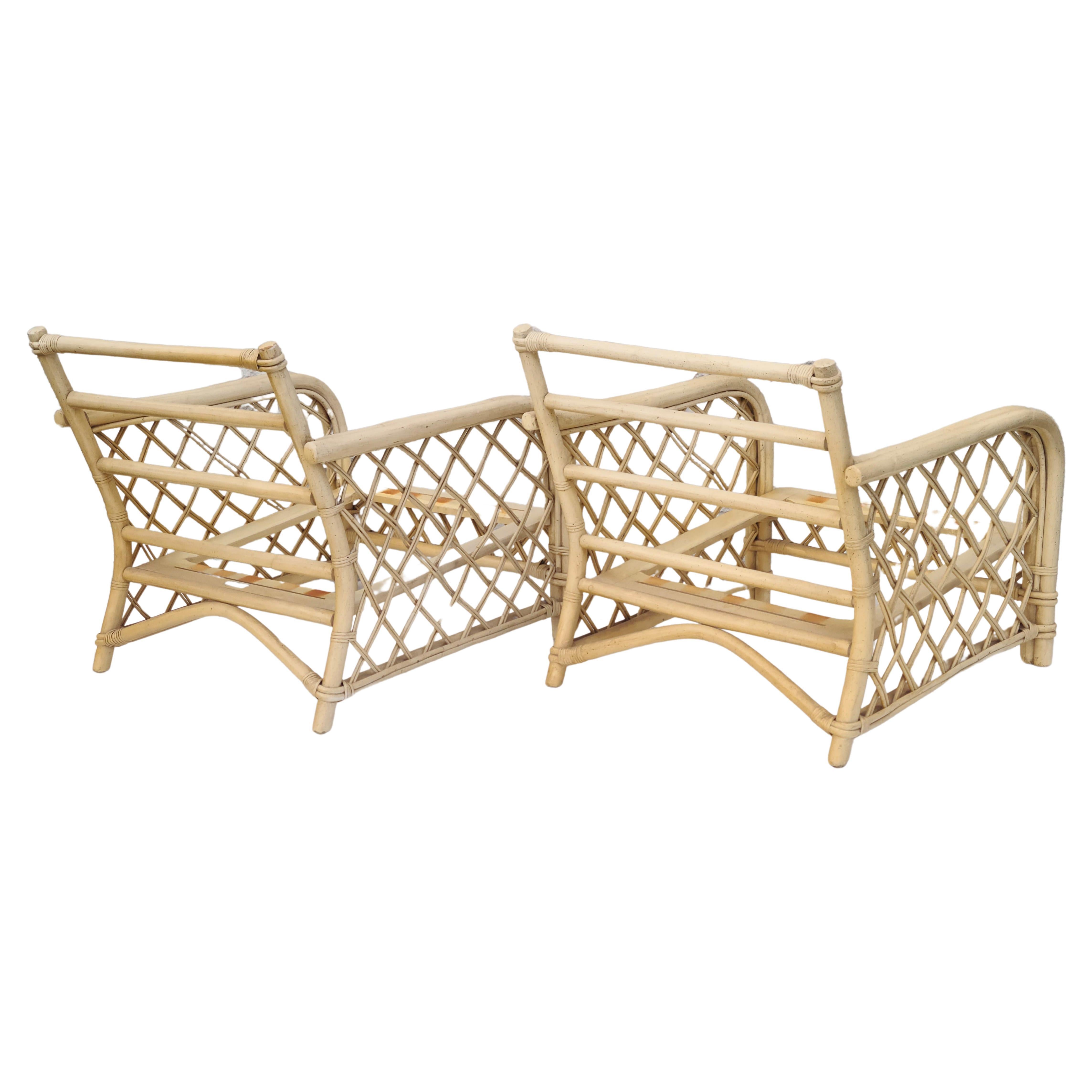 Bamboo Pair Lounge Chairs by Ficks Reed  For Sale