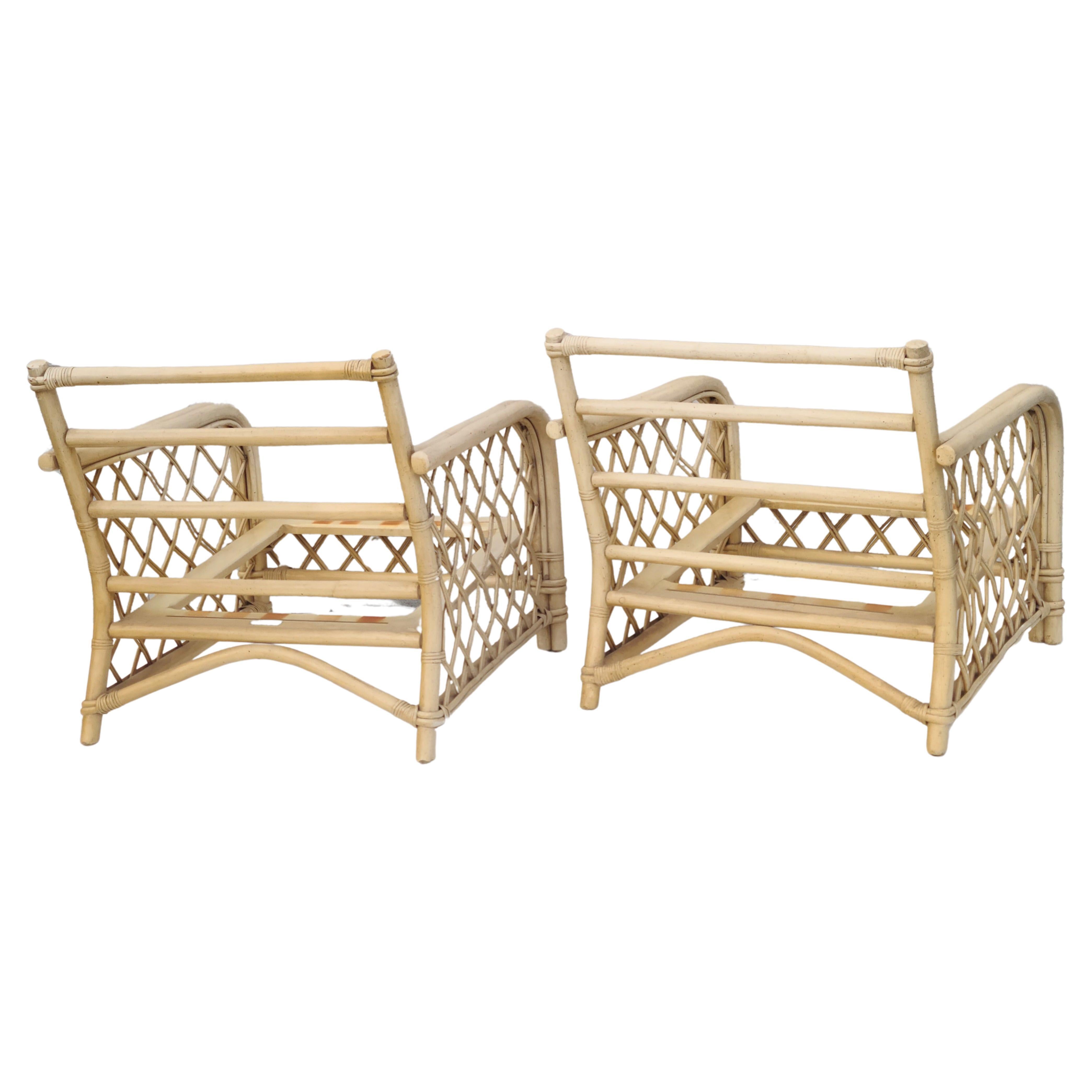 Pair Lounge Chairs by Ficks Reed  For Sale 1