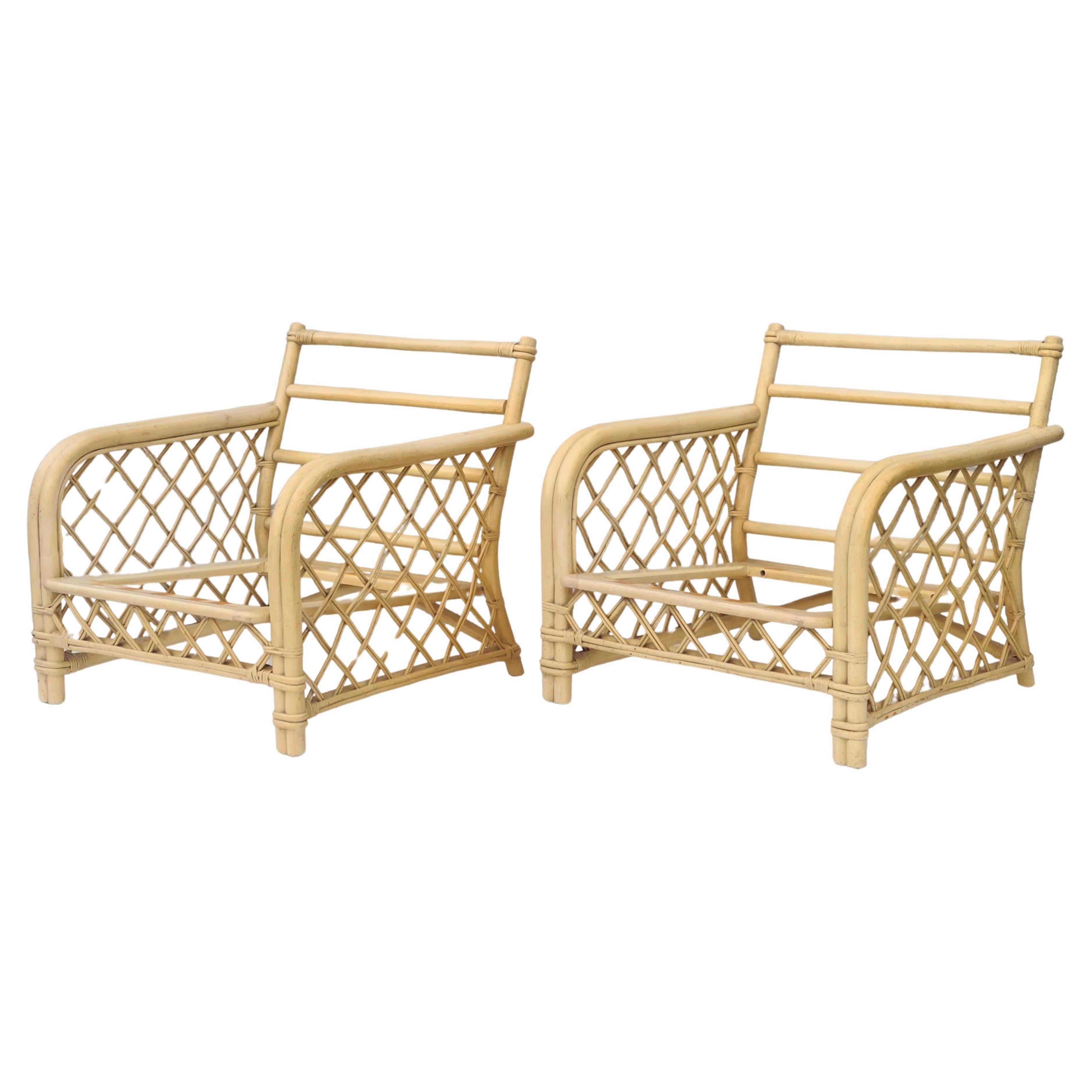Pair Lounge Chairs by Ficks Reed  For Sale 2