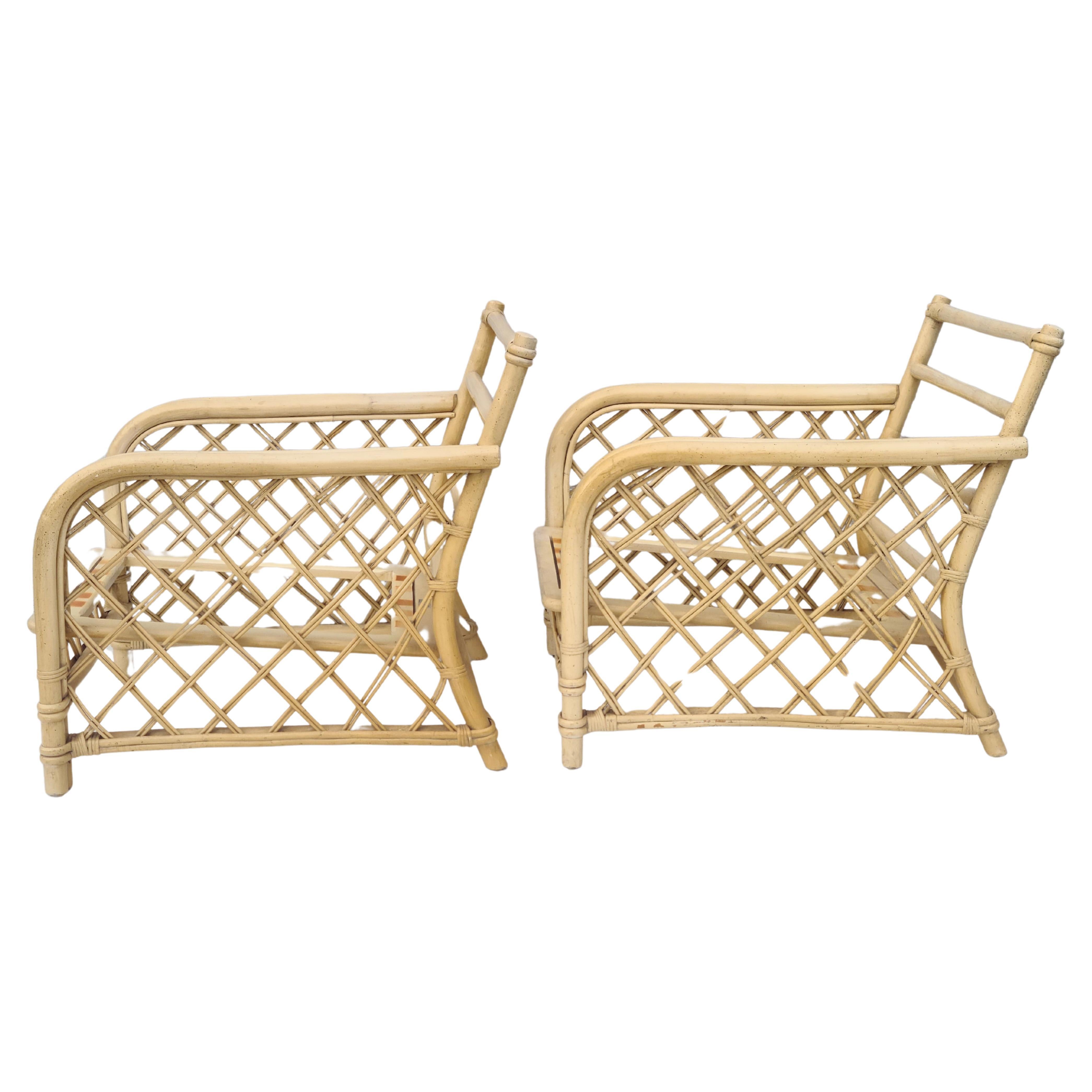 Pair Lounge Chairs by Ficks Reed  For Sale 3