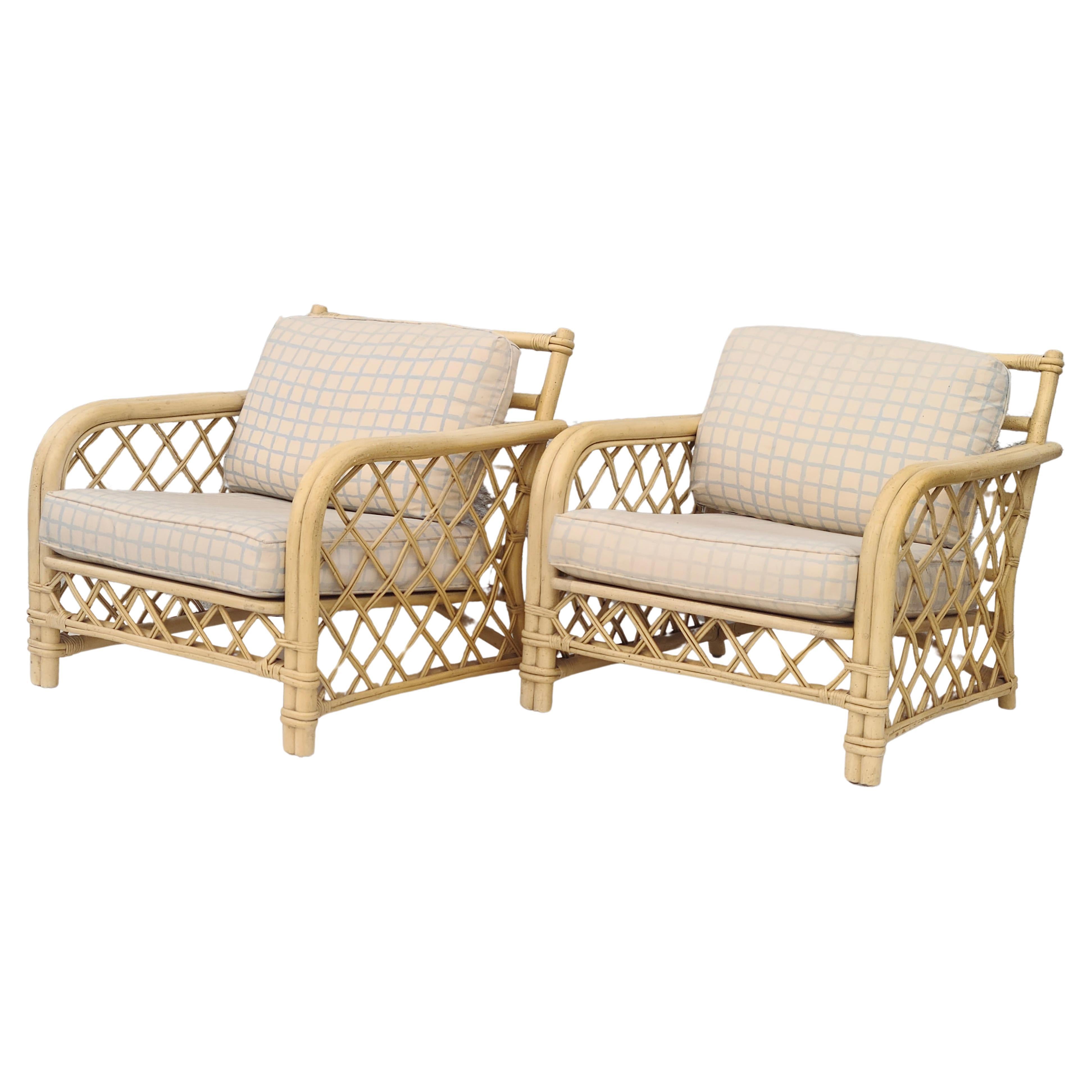 Pair Lounge Chairs by Ficks Reed  For Sale