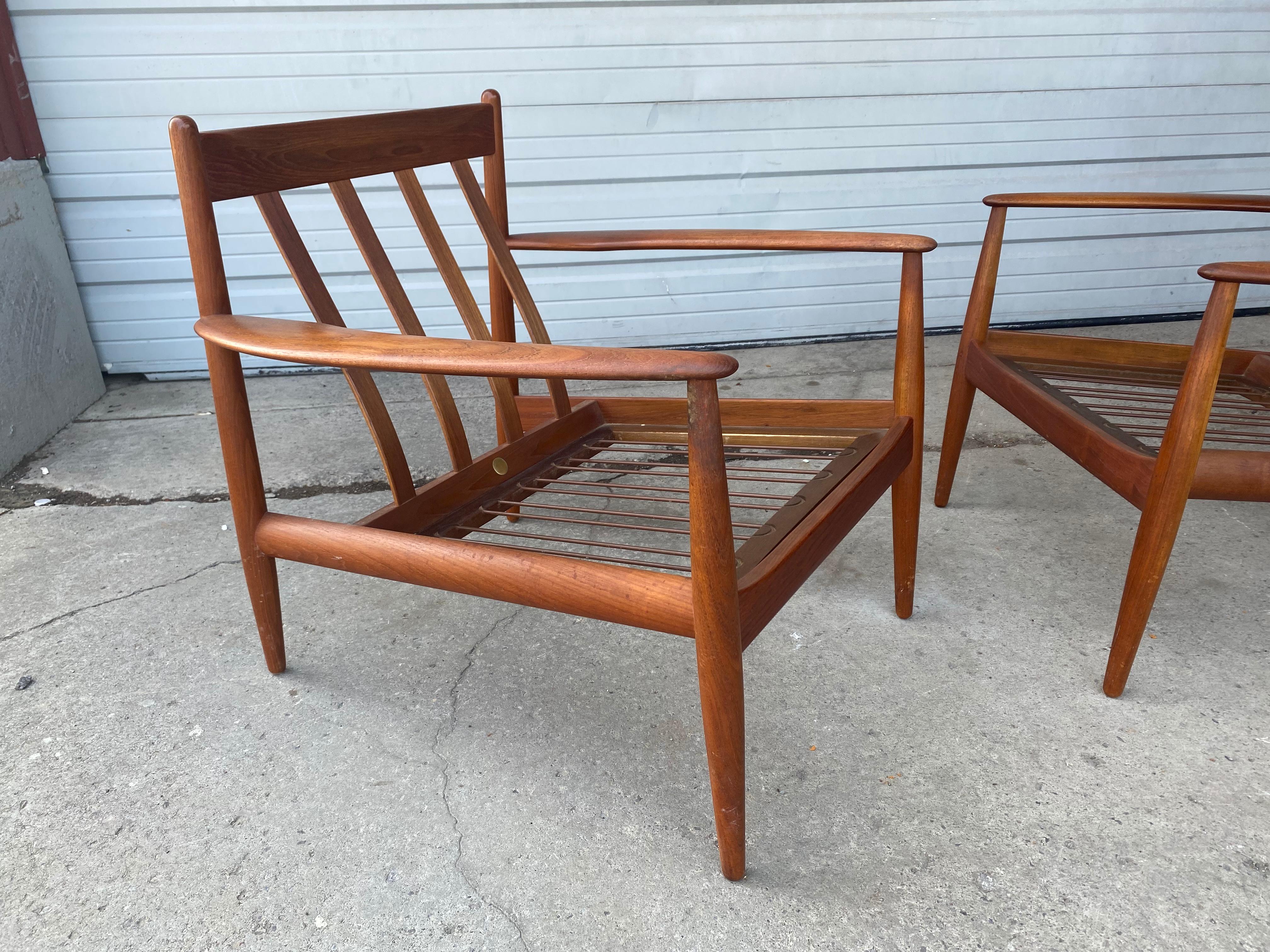 Pair Lounge Chairs by Grete Jalk for France & Son, 1960s, Early Label 6