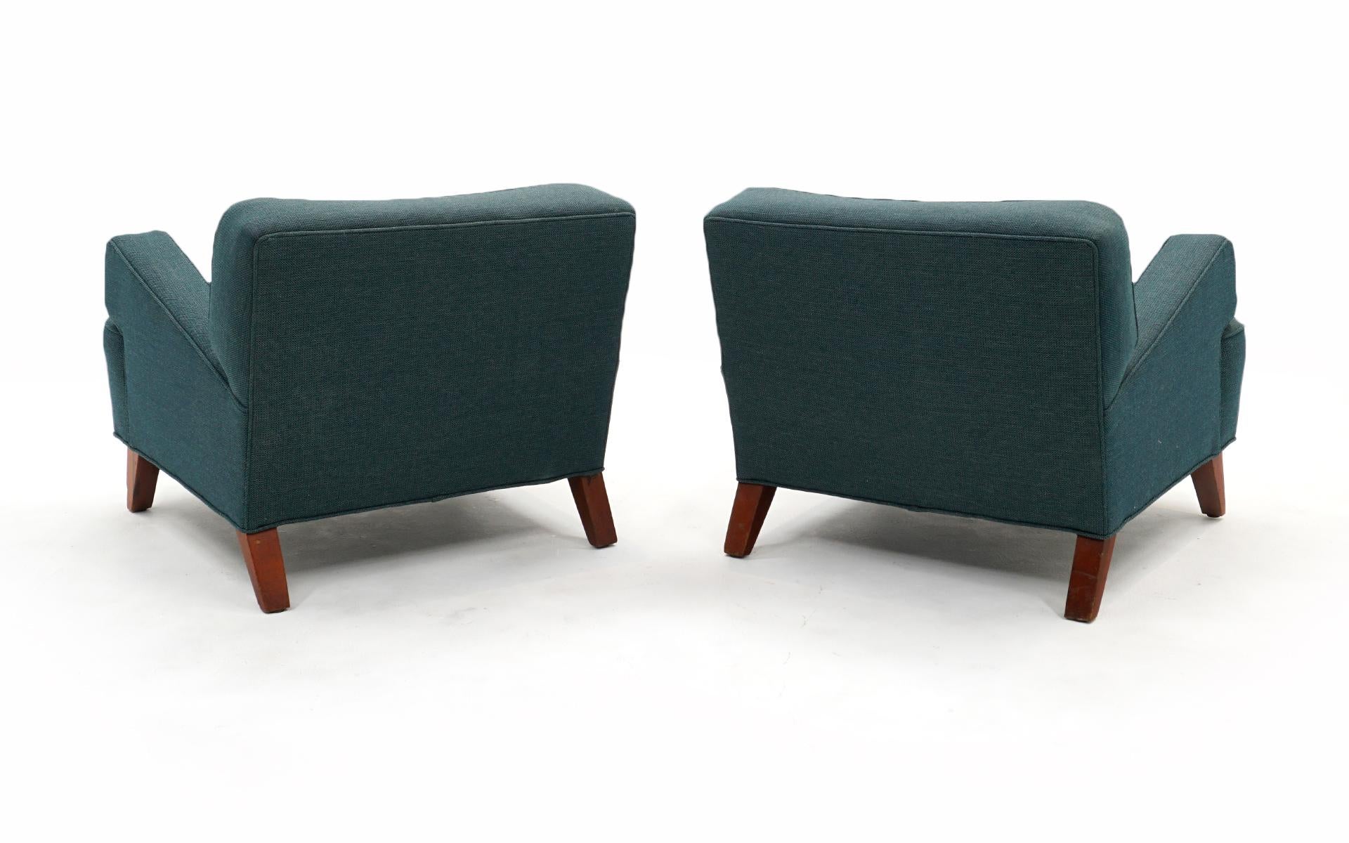 Pair Lounge Chairs by Jens Risom, Original, Early, Rare Angled Arm Design 2