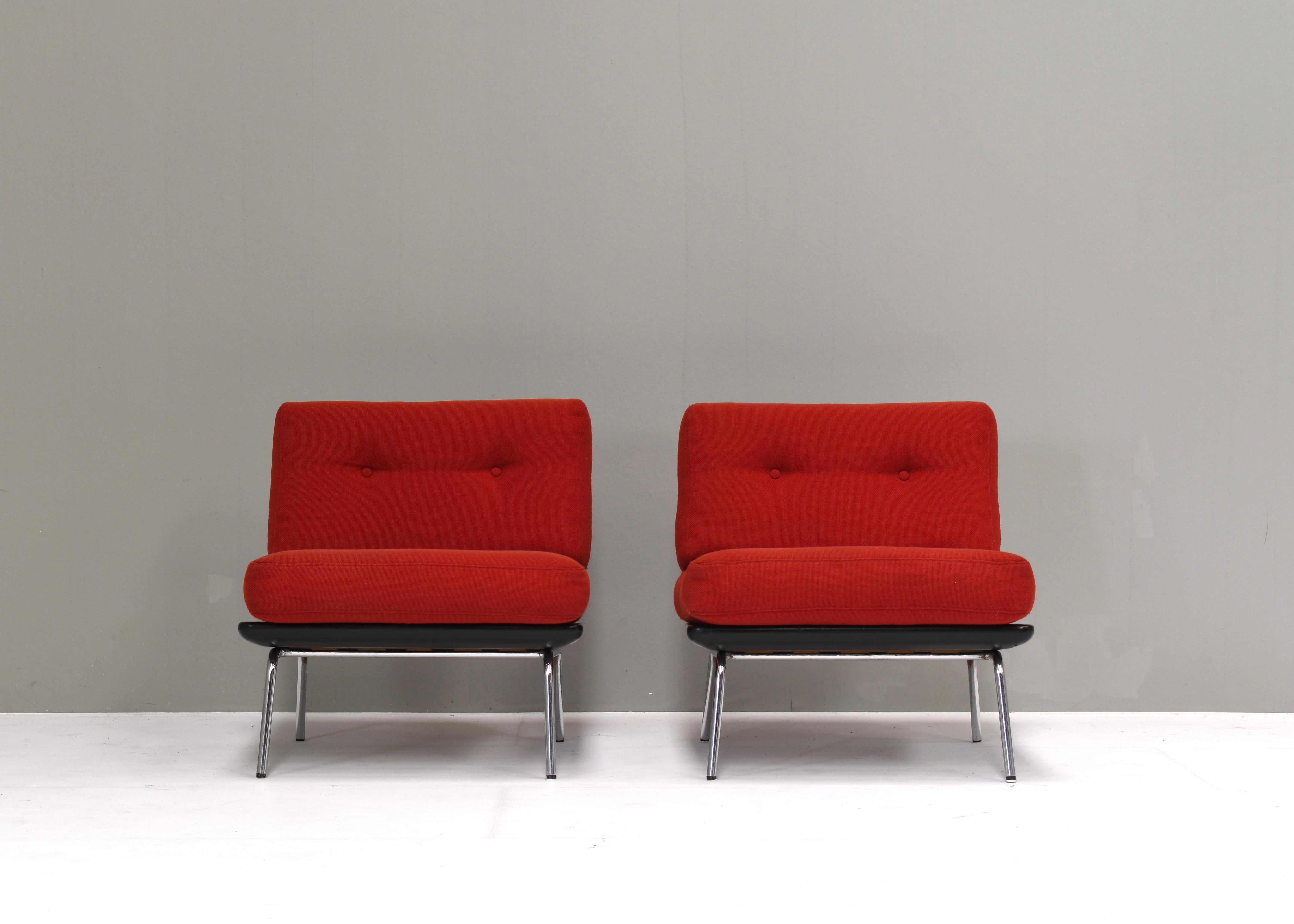 Mid-20th Century Pair Lounge Chairs by or in the Style of Martin Visser or Kho Liang Ie, 1960s