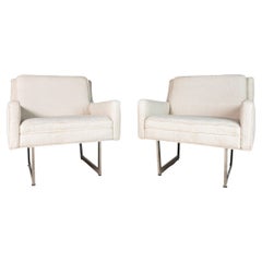 Pair Lounge Chairs Set on Chrome Bases by Patrician Furniture Co., USA, c. 1960s