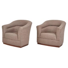 Pair Lounge Chairs W / Walnut Plinth Base, 1960
