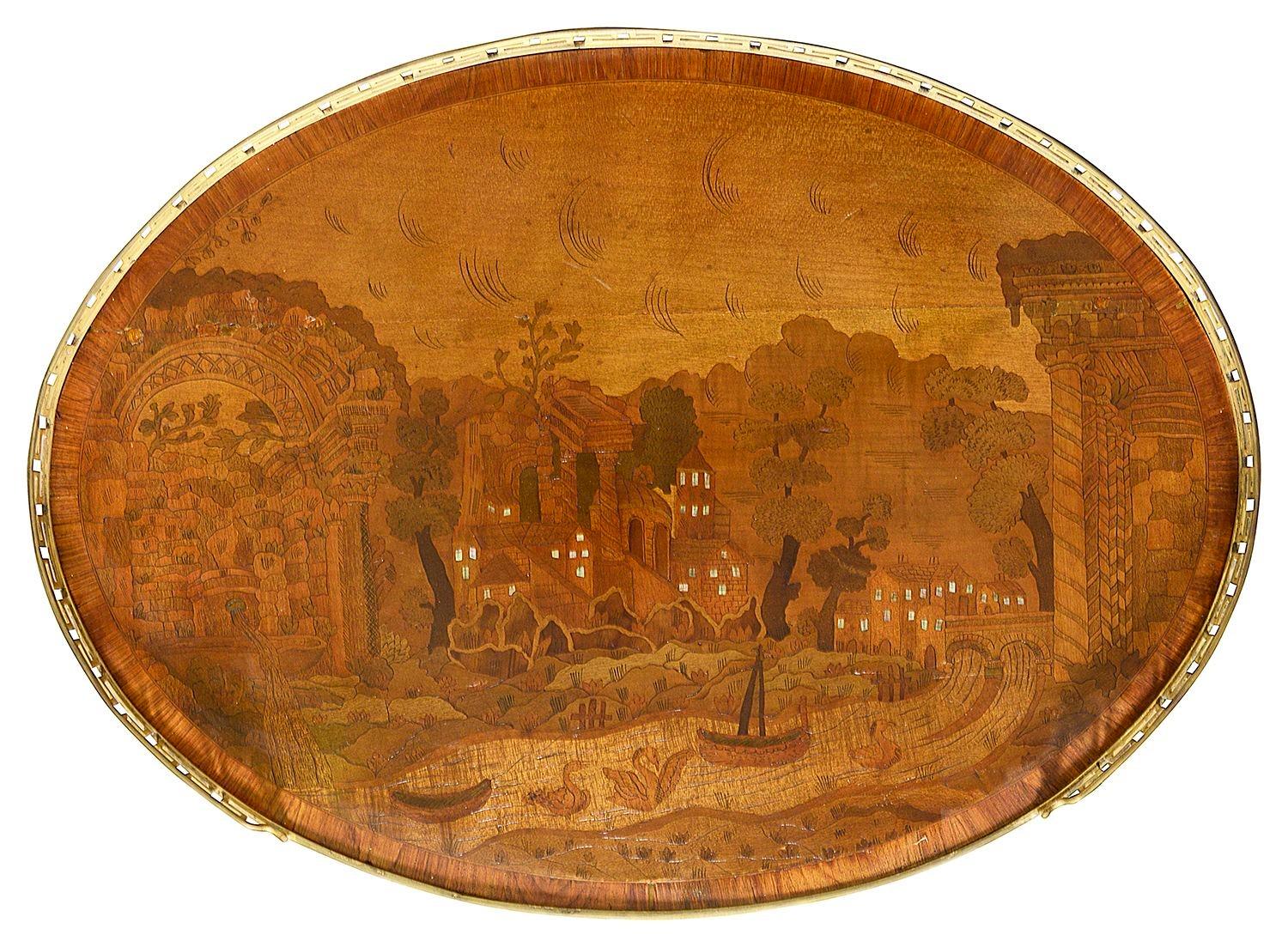 Français Paire de tables d'appoint en marqueterie de style Louis XVI, d'après Charles Topino. en vente